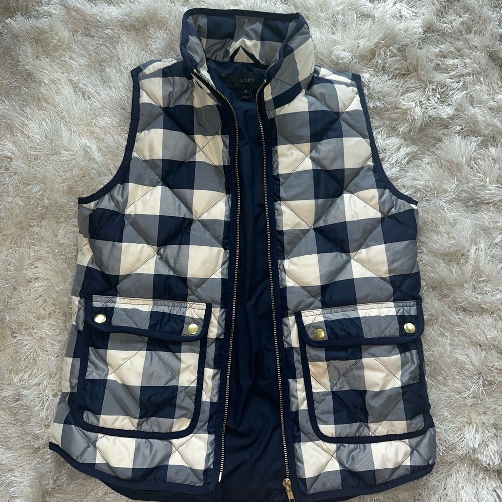 J. Crew Quilted Down Puffer Vest Plaid